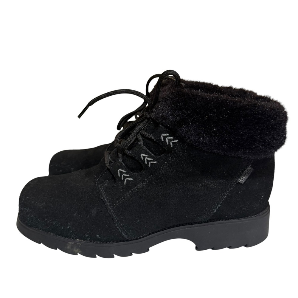 Sporto Insulated Waterproof Winter Boots Black Suede Faux Fur Lace Up Womens 9M - Picture 2 of 8
